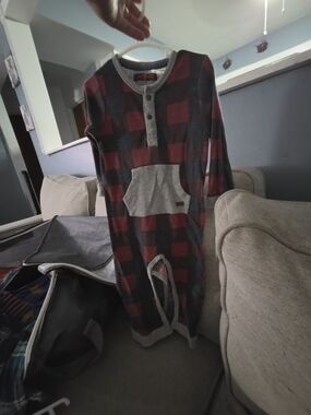 Kids Red and Black Plaid One-Piece Pajama Romper